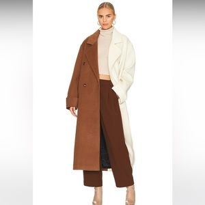 Ronny Kobo Minka Double-Breasted Two-Tone Coat